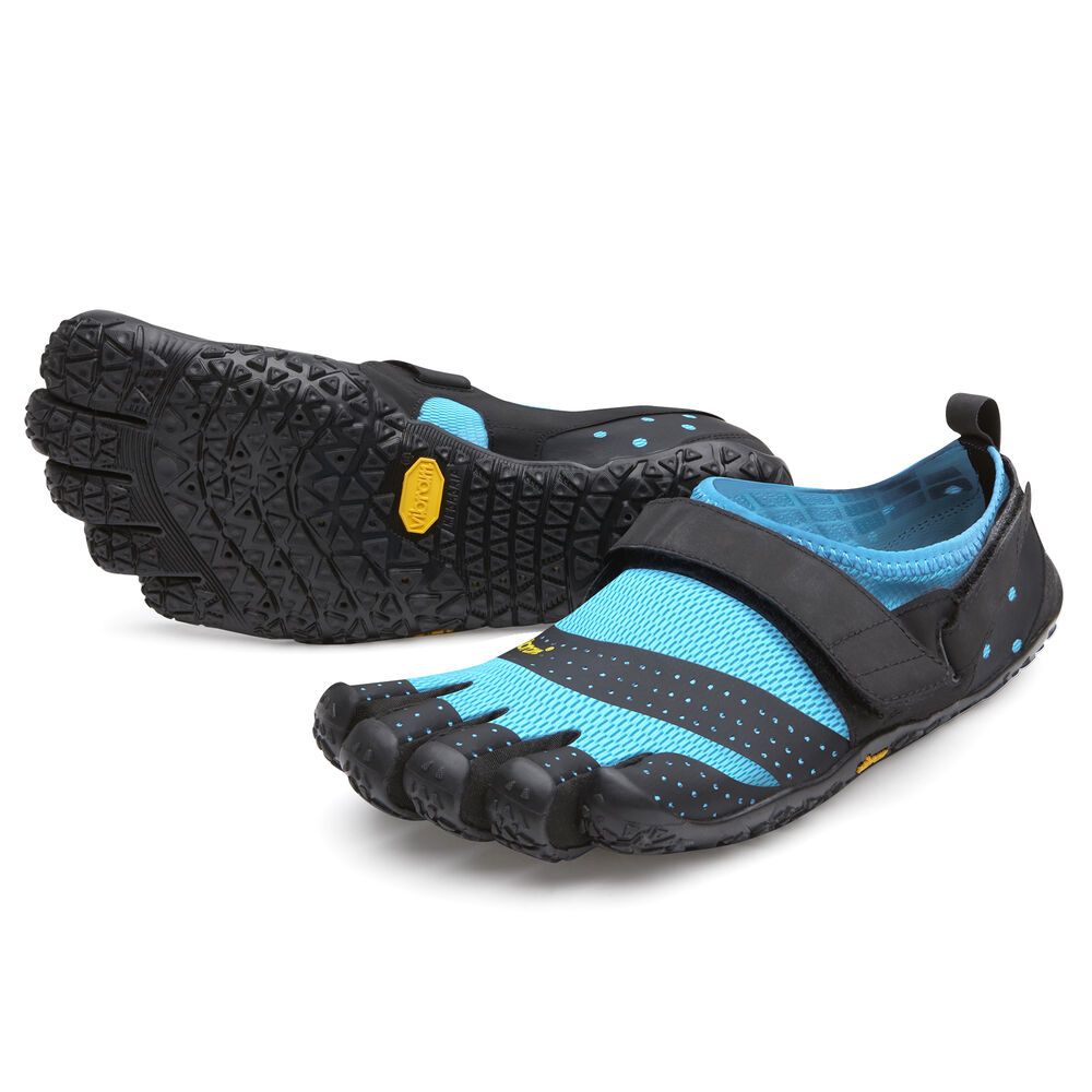 Vibram Fivefingers V-Aqua Bayan Su Ayakkabı Siyah/Açık Mavi,XH6320195